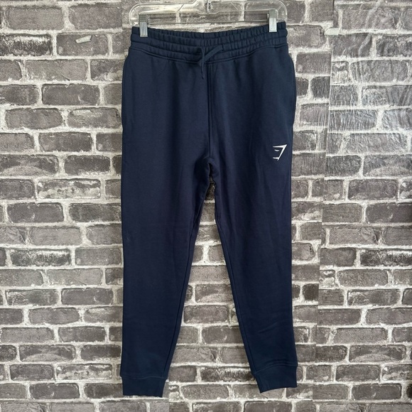 Gymshark crest joggers navy blue sweat pants pockets - Picture 1 of 11